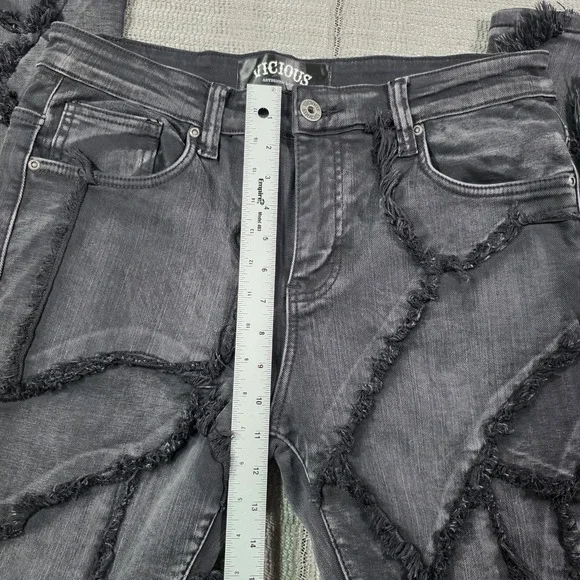 Vicious Men's Black Distressed Web Detail Cotton Jeans Size 34 - Picture 6 of 13